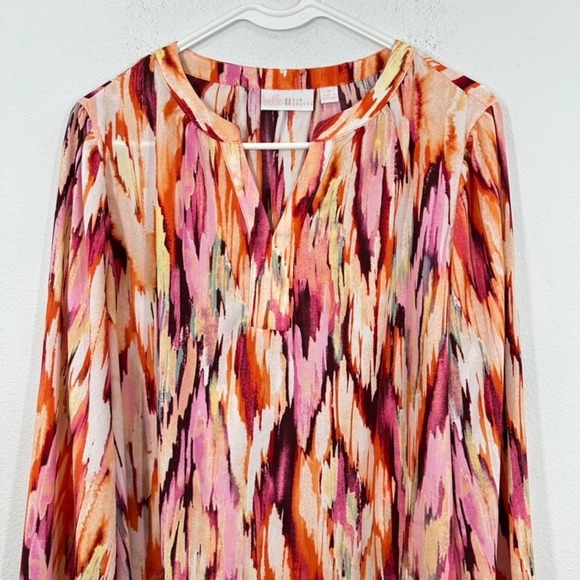 Belle Kim Gravel Blouse Medium Multicolor Abstract Print Long Sleeve Top - Picture 2 of 7